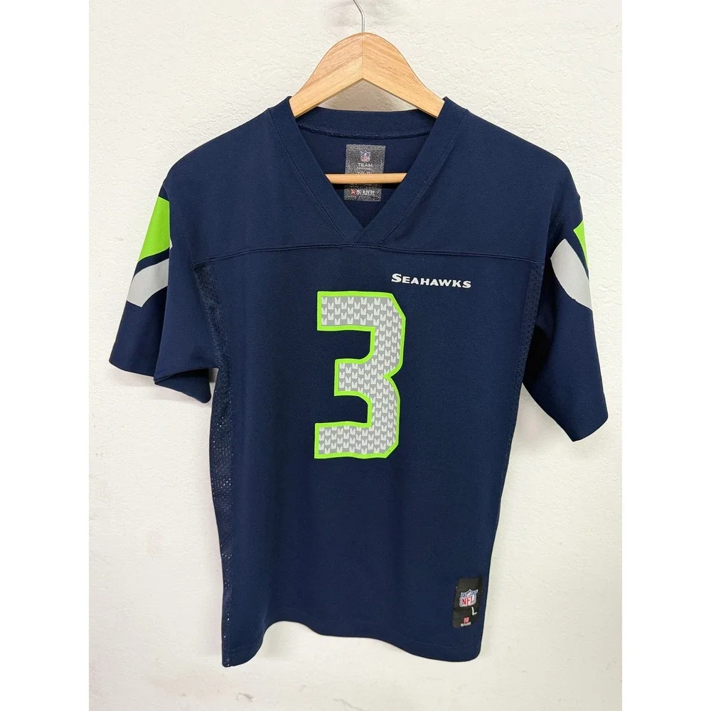 NFL Team Apparel Seattle Seahawks Russell Wilson 3 Jersey Youth Large Navy Blue